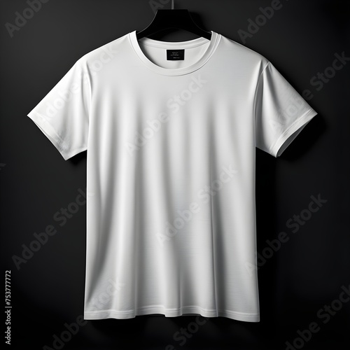 blank white t-shirt hanger isolated on black background. For mockup use. Generative Ai