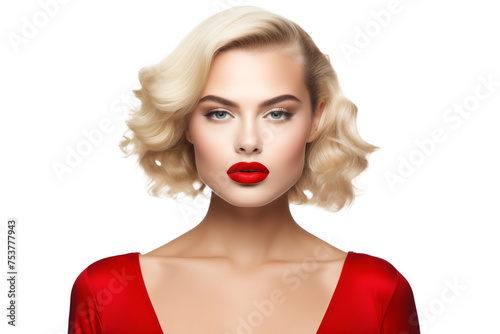 PNG, girl with red lips, isolated on white background
