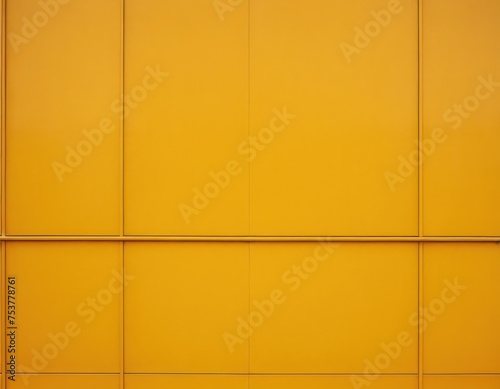 Minimalist yellow facade with symmetrical doors and windows  modern architecture background.
