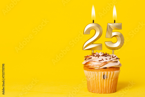 Birthday Cake With Candle Number 25