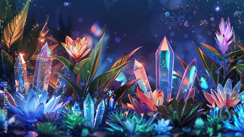 Luminous Blossoms: Crystal Garden Fantasy