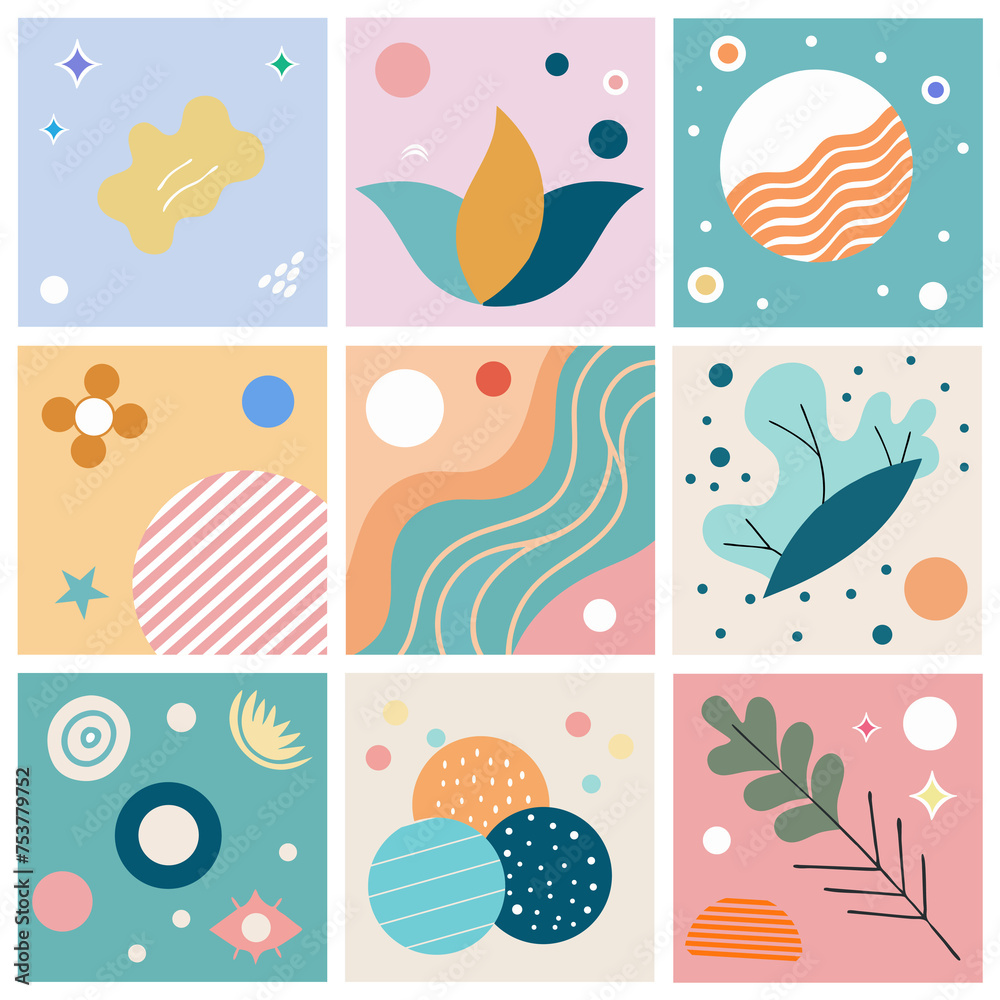 Four Seasons Icons: Seamless Vector Patterns with Flowers, Birds, and Nature Elements