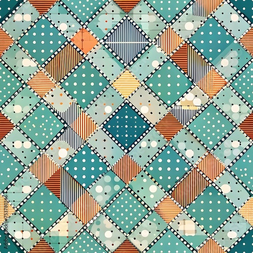 Colorful Patchwork Quilt Pattern Design