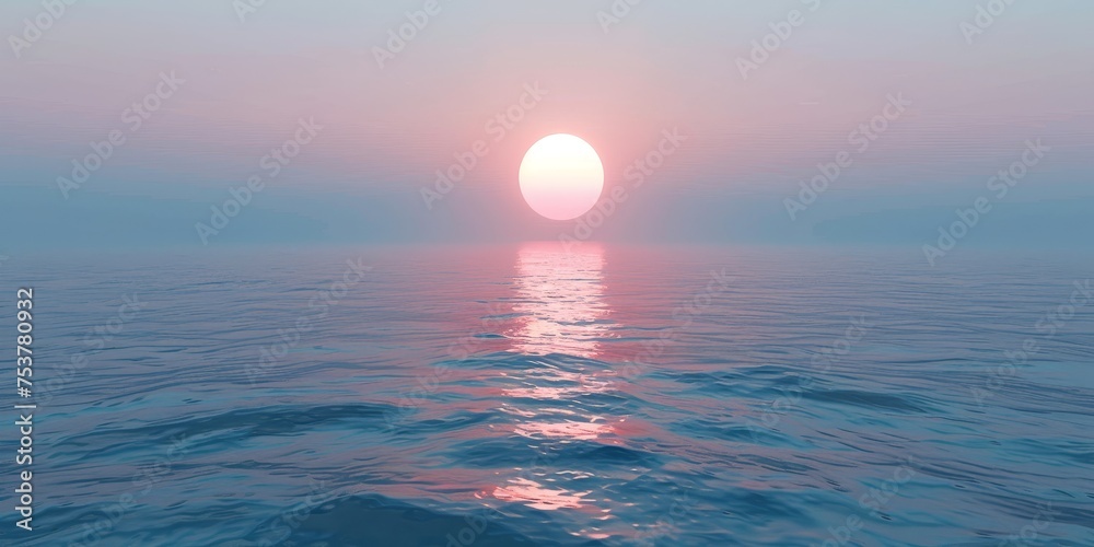 A beautiful sunset is reflected in the calm ocean waters