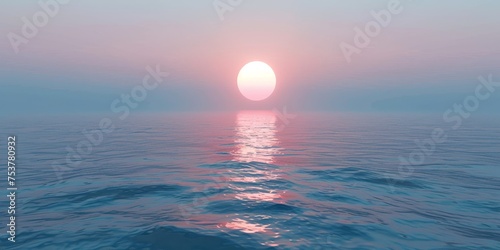 A beautiful sunset is reflected in the calm ocean waters © kiimoshi