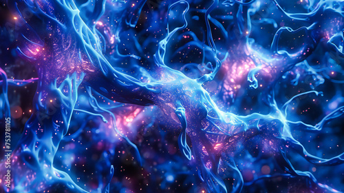 Cosmic Nebula and Abstract Space, Fantasy Astronomy and Universe, Colorful Energy Background