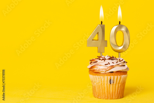 Birthday Cake With Candle Number 40