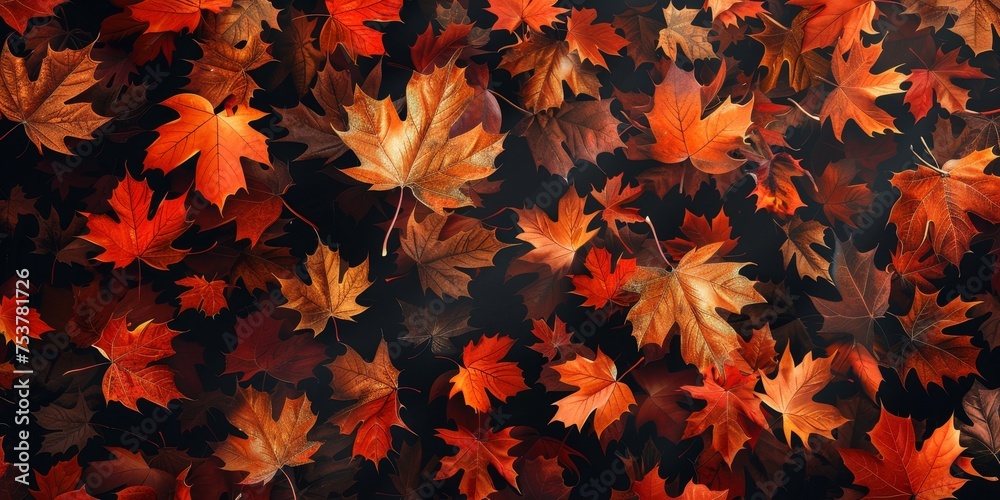A close up of a pile of autumn leaves