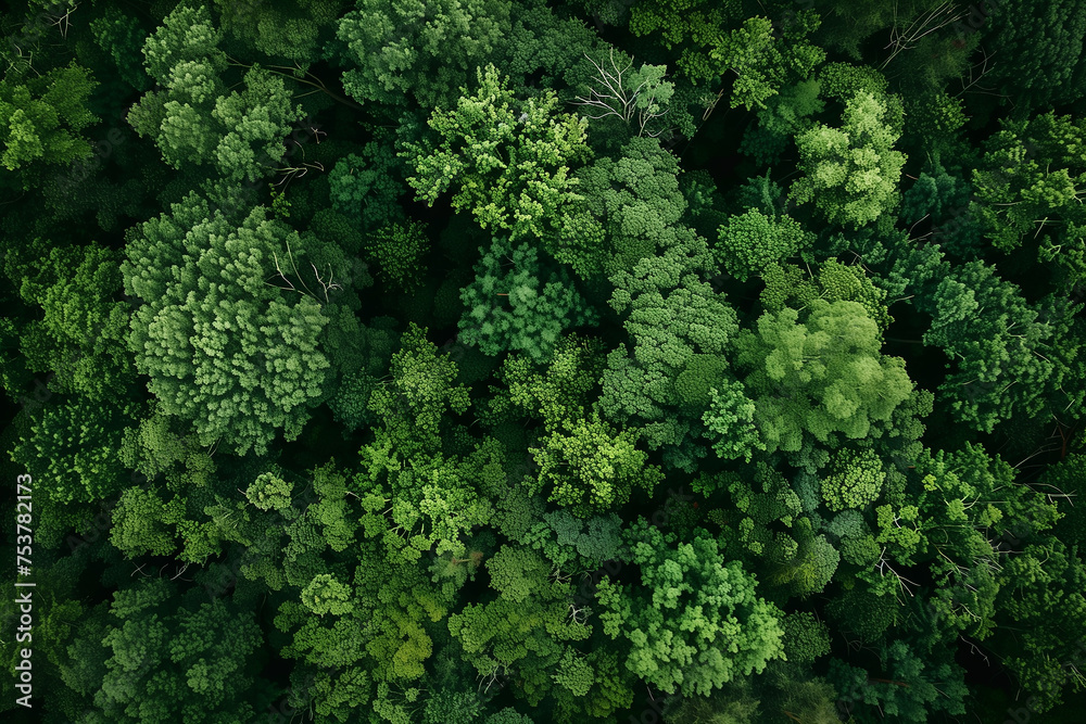a leafy forest in a top-down shot