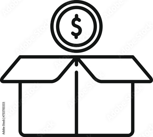 Donate money box icon outline vector. Social love support. People payment project