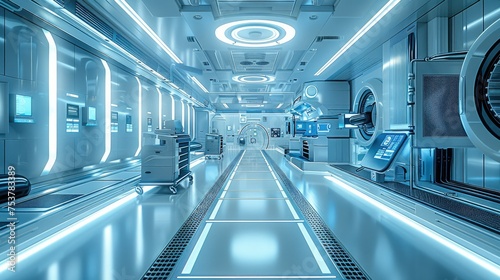 High-tech laboratory, large laboratory space. Generative AI.
