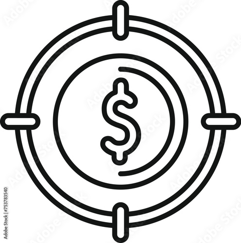 Target money help icon outline vector. Style business team. Love support gift