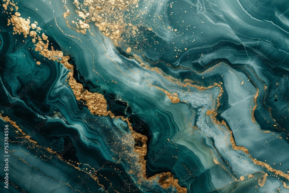 Sumptuous blue-green marble with gold veins, elegant for luxury design Sumptuous blue-green marble with gold veins, elegant for luxury design