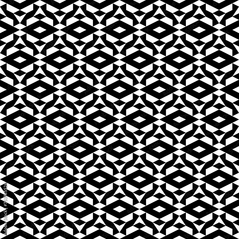 Seamless pattern. Geometric wallpaper. Abstract background. Polygons motif. Trapeziums, rhombuses, figures ornament. Digital paper, textile print, web design. Geometrical backdrop. Vector artwork