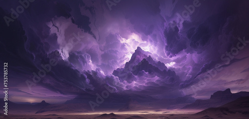 A dark cloud looms over Mount Sinai, its form an intricate dance of shadow and light. The scene is a spectacle of natural power. Background color