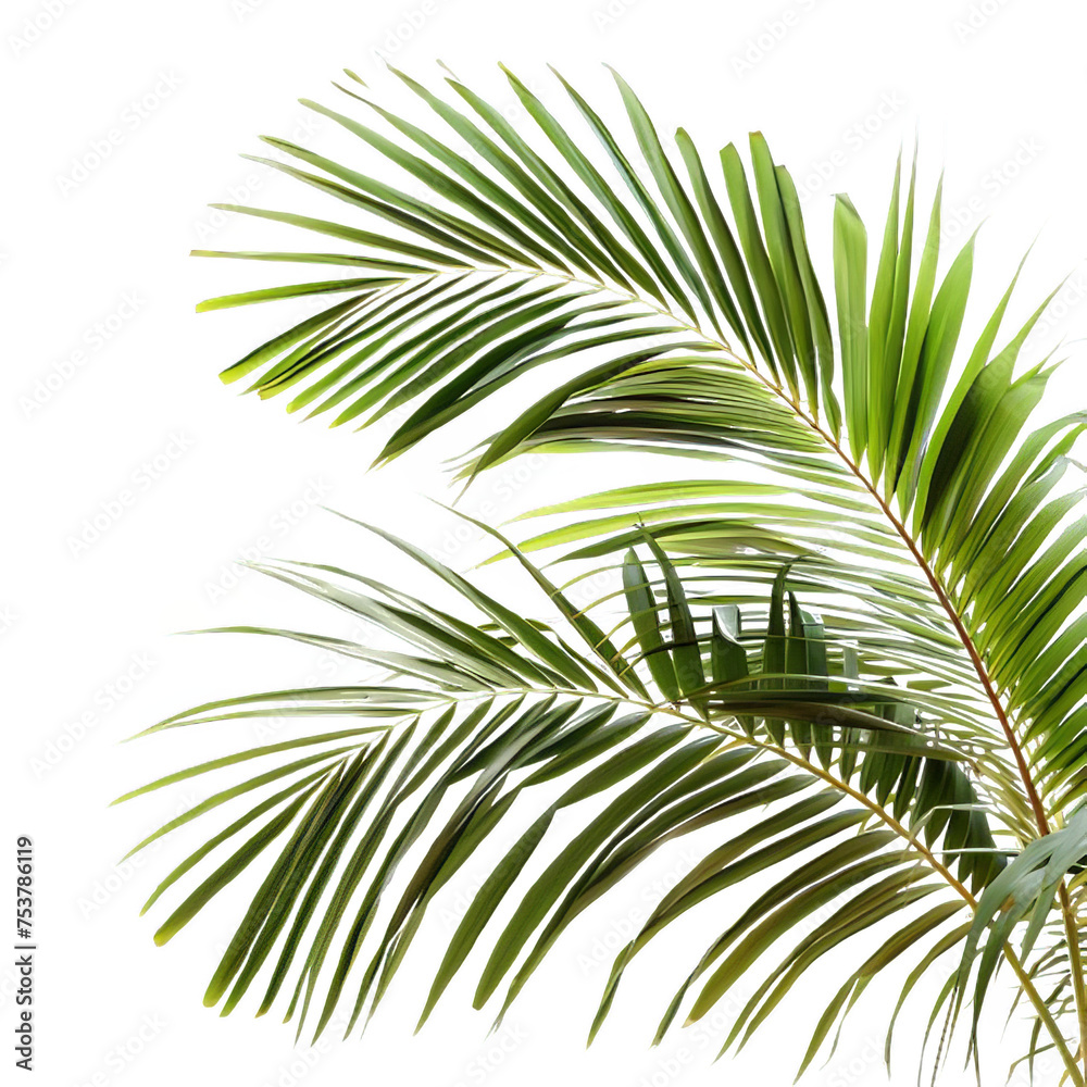 Fototapeta premium Palm Tree Branches on White or transparent Background, PNG