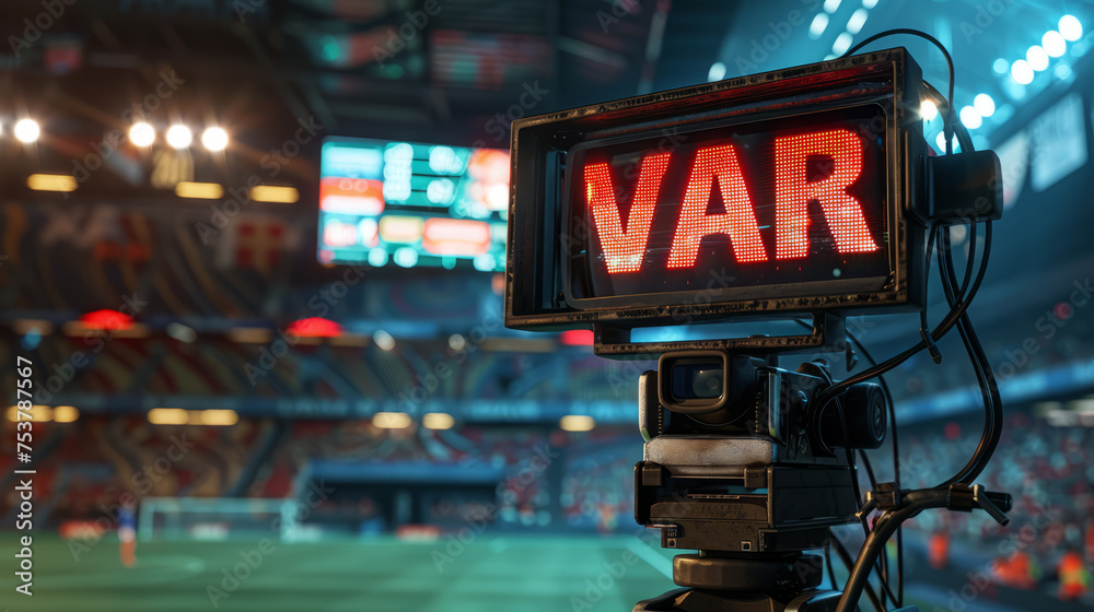 Fototapeta premium Video Assistant Referee VAR System for football.