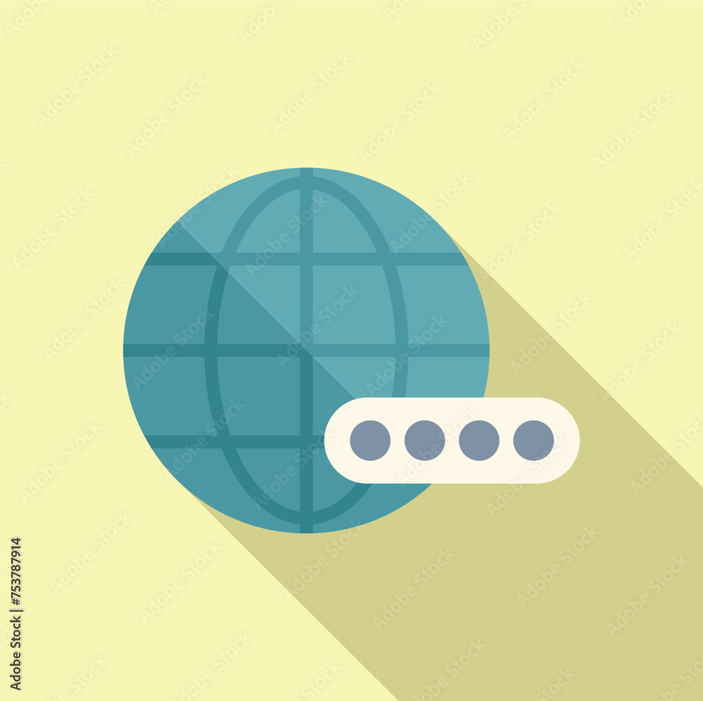 Global online registration icon flat vector. Sign login user. New form guide Global online registration icon flat vector. Sign login user. New form guide