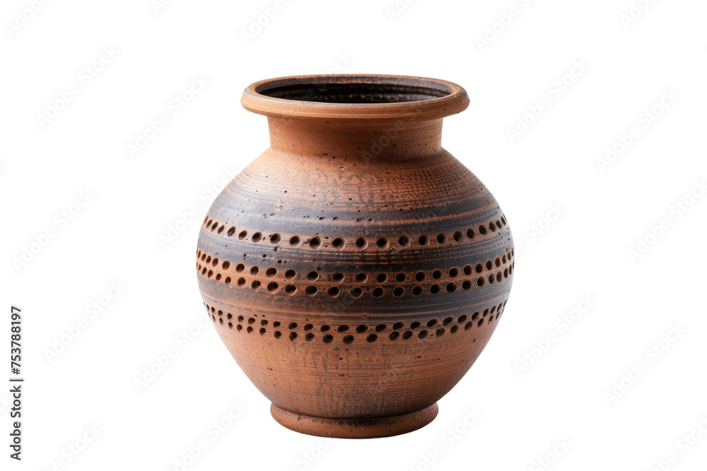 Ceramic pottery vase isolated on transparent background
