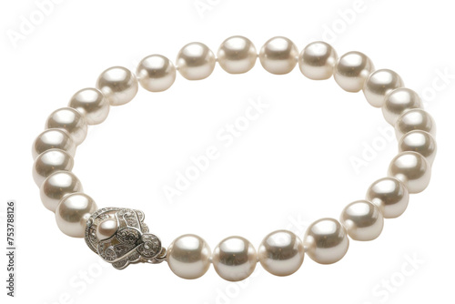 Pearl bracelet with silver clasp isolated on transparent background