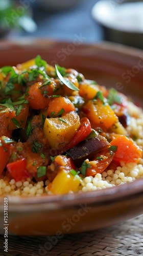 Ratatouille with Herbed Couscous. Food Illustration
