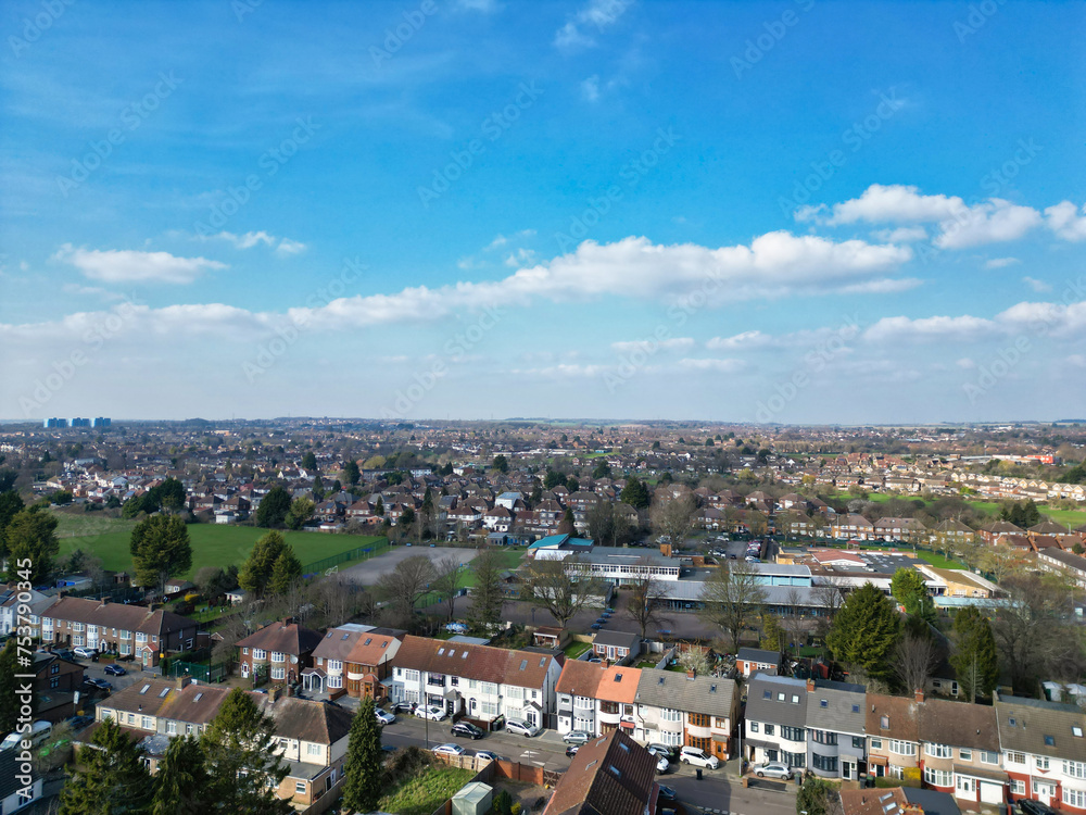 High Angle View of Residential Homes of Luton City 