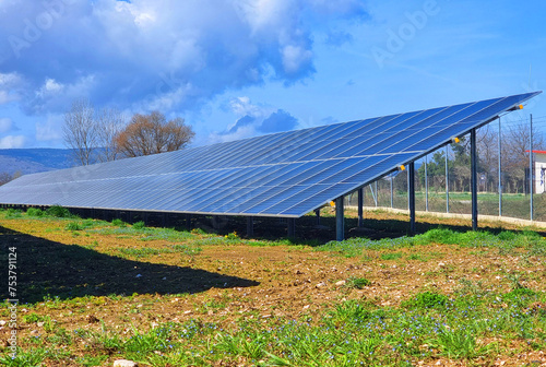 photovoltaic park panels energy electricity  sunny day photo