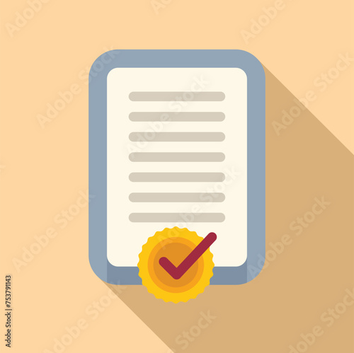 Approved list registration icon flat vector. Business digital bank. Factor two vote