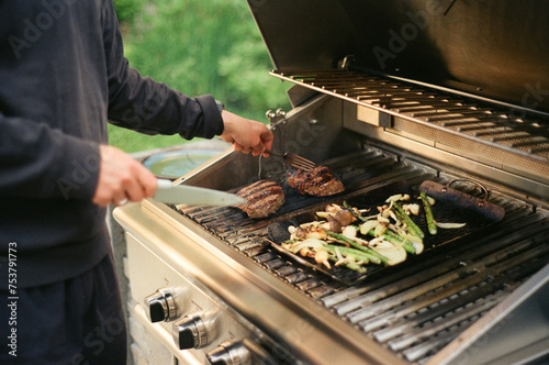 male Grilling Barbecue film photo