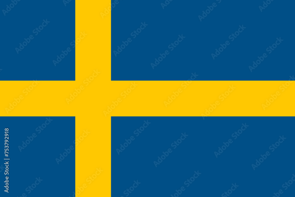 Swedish flag. Vector illustration isolated on white background. Swedish flag. Vector illustration isolated on white background.