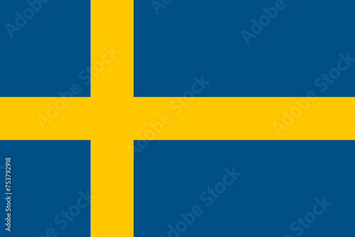 Swedish flag. Vector illustration isolated on white background.