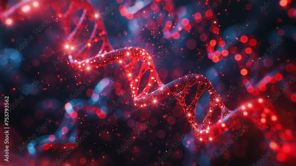 Human cell biology DNA strands molecular structure illustration - obrazy, fototapety, plakaty 