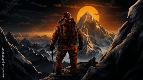 A mountain climber reaches the summit of a challenging peak