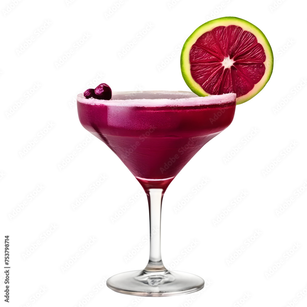 An Isolated Beet Margarita Cocktail Drink, Transparent Background, PNG