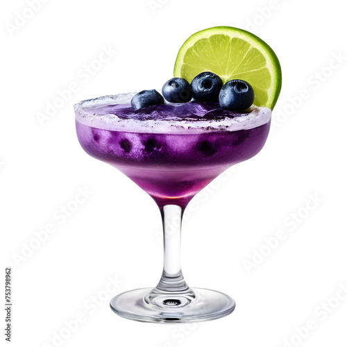 An Isolated Blueberry Margarita Cocktail Drink, Transparent Background, PNG