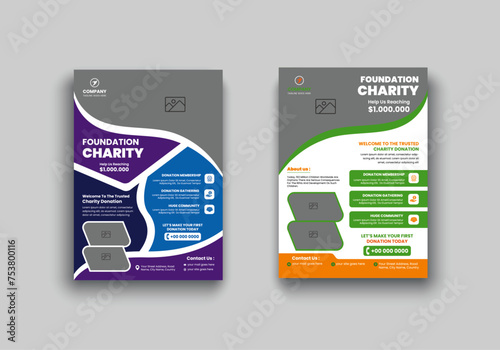 Charity flyer template, Fundraising Charity Flyer, Ngo Flyer, Charity organization Flyer, a4 flyer design template for print.