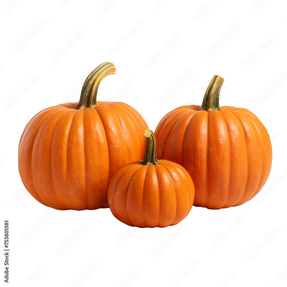 Three pumpkins come to life on halloween isolated on transparent background Three pumpkins come to life on halloween isolated on transparent background