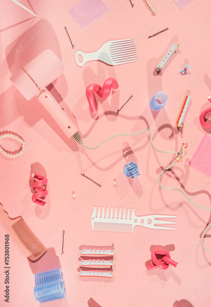 pink beauty and hairdressing equipment