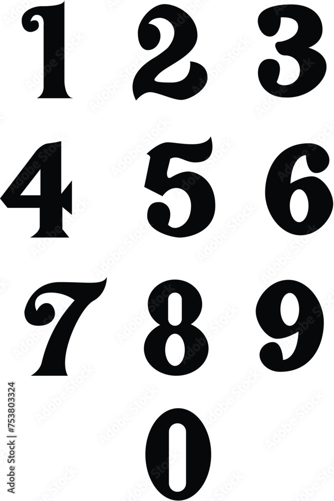 Number Digits 1 to 10 Vector Stylize Number Digits 1 to 10 Vector Stylize