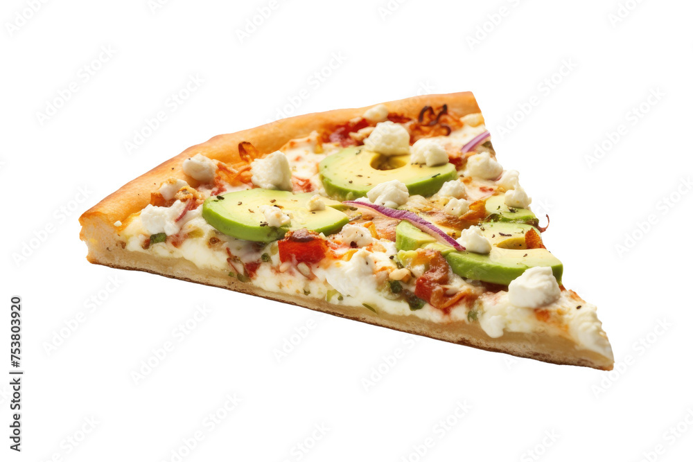 Slice of Pizza with Avocado Isolated on a Transparent Background Slice of Pizza with Avocado Isolated on a Transparent Background