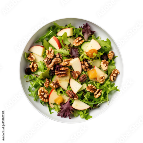 Bowl of Salad with Apples a...