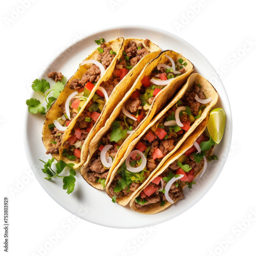Plate of Beef Tacos Isolate...