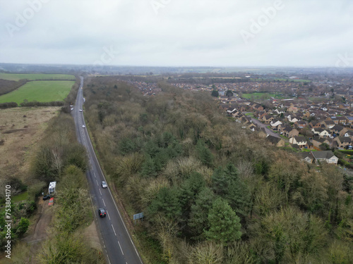 High Angle View of Corby City of England During Cloudy Day