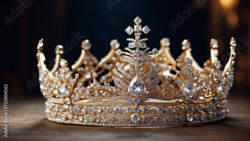 Crown with diamonds on dark background