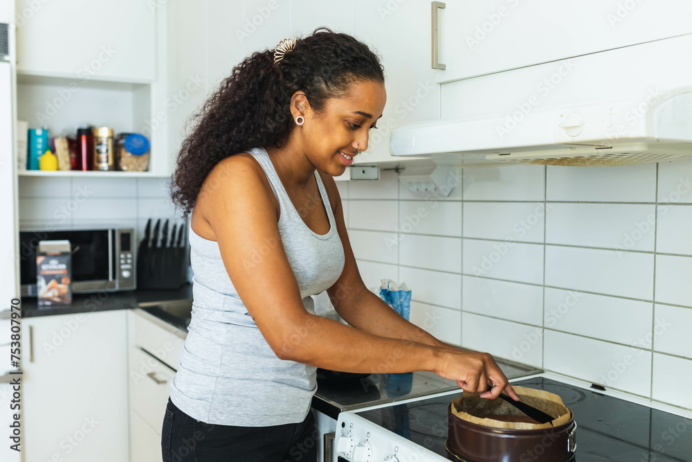 Woman baking at home