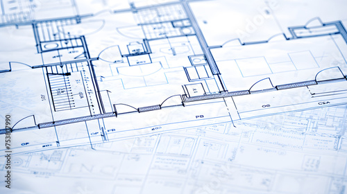 Close-up of a detailed architectural blueprint, highlighting the meticulous planning of building design.
