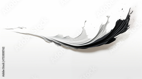 Abstract Black and White Brush Stroke Art on White Background