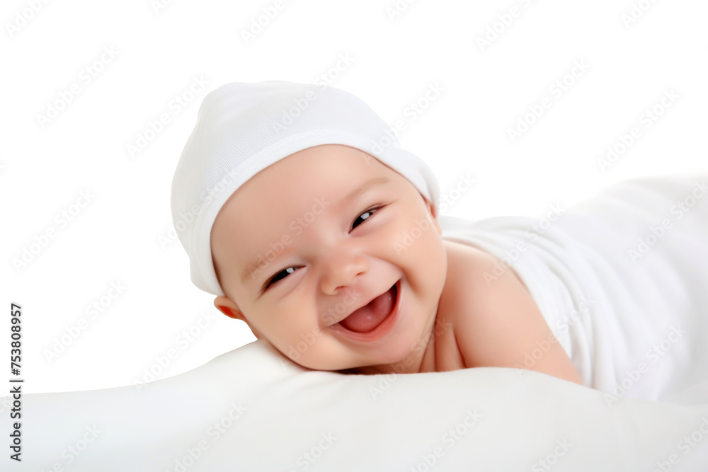 Portrait studio of young adorable baby with happy smile isolated on transparent background. Portrait studio of young adorable baby with happy smile isolated on transparent background.