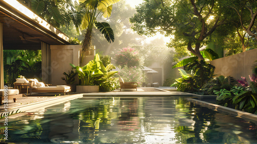 Tranquil Resort Paradise, Luxury Amidst Lush Greenery, Perfect Escape into Natures Embrace