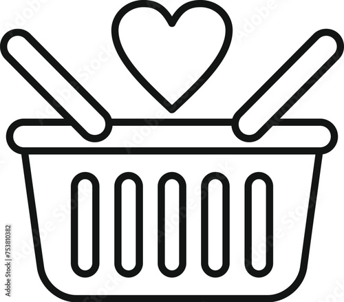 Wish list shop basket icon outline vector. Button care delivery. Desire items